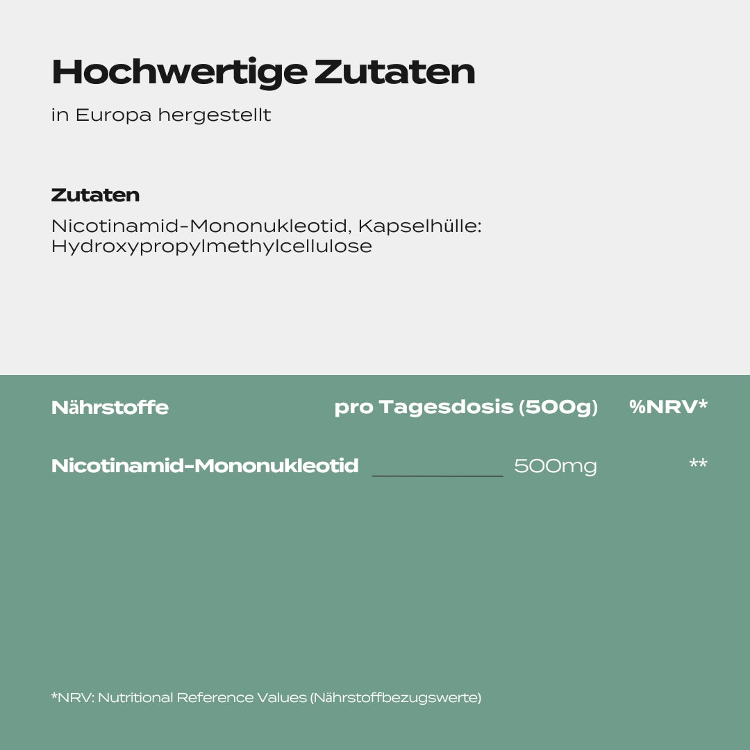 NMN Supplement | 60 Kapseln | 99% Reinheit | NAD+