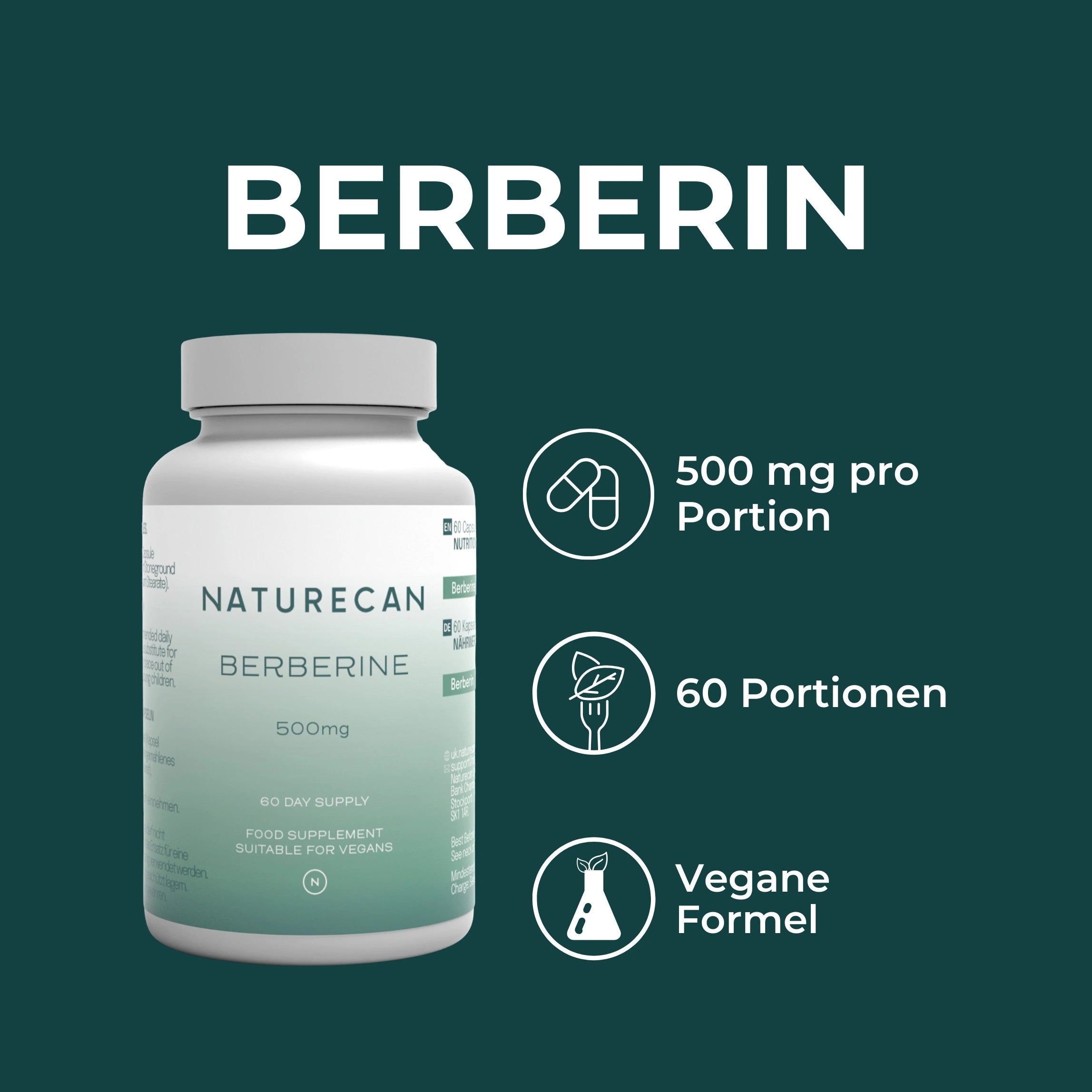 Berberin Supplement | 500 mg | Blutzucker & Cholesterin