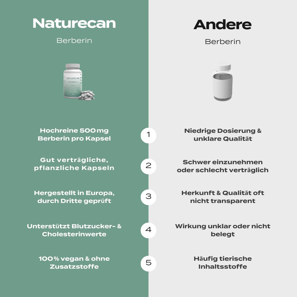 Berberin Supplement | 500 mg | Blutzucker & Cholesterin