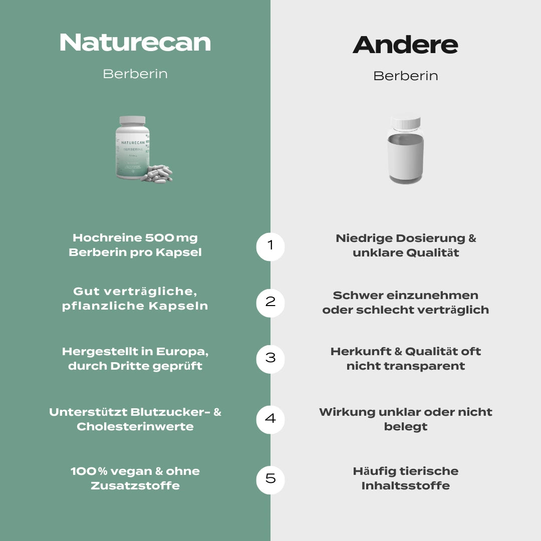 Berberin Supplement | 500 mg | Blutzucker & Cholesterin