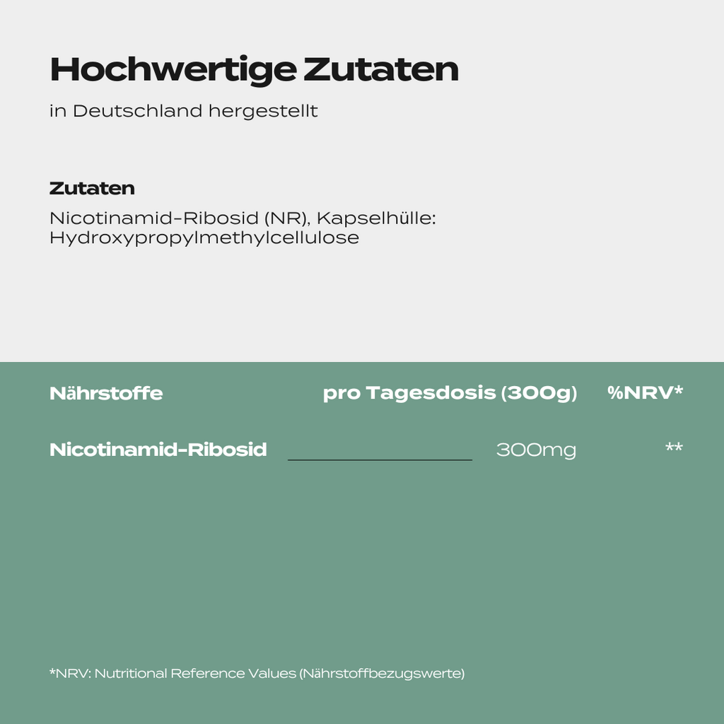 NAD Supplement (NR) | 300 mg | Vitamin B3 zur NAD+ Aktivierung